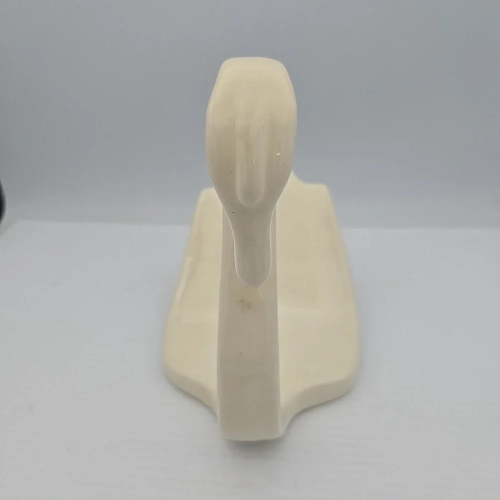 Cream Ivory Vintage‎ Ceramic Swan Soap Washcloth Paper Holder Bathroom Tray 7.5